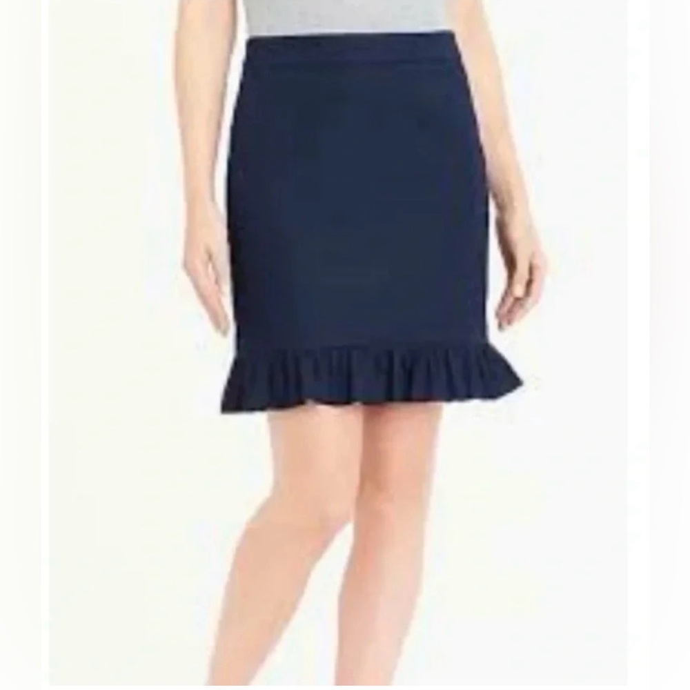 J. Crew Factory Navy Blue Ruffle Hem Mini Skirt Size 0